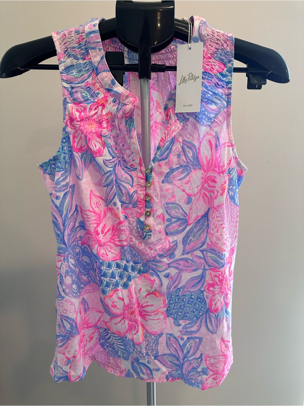 Lilly Pulitzer ESSIE TOP NWT PINK ISLE SNAPPY TURTLE